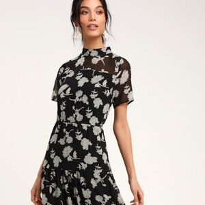 Lulus Floral Dressed Up Black Floral Print Midi Dress - Size M